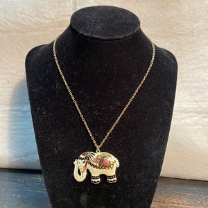 Vintage cloisonné elephant necklace brooch